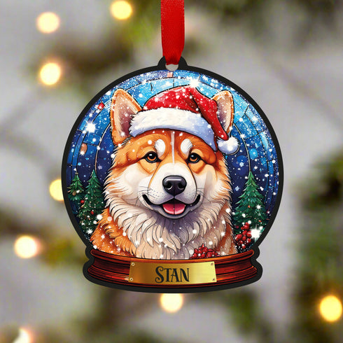 Akita Snow Globe Decoration